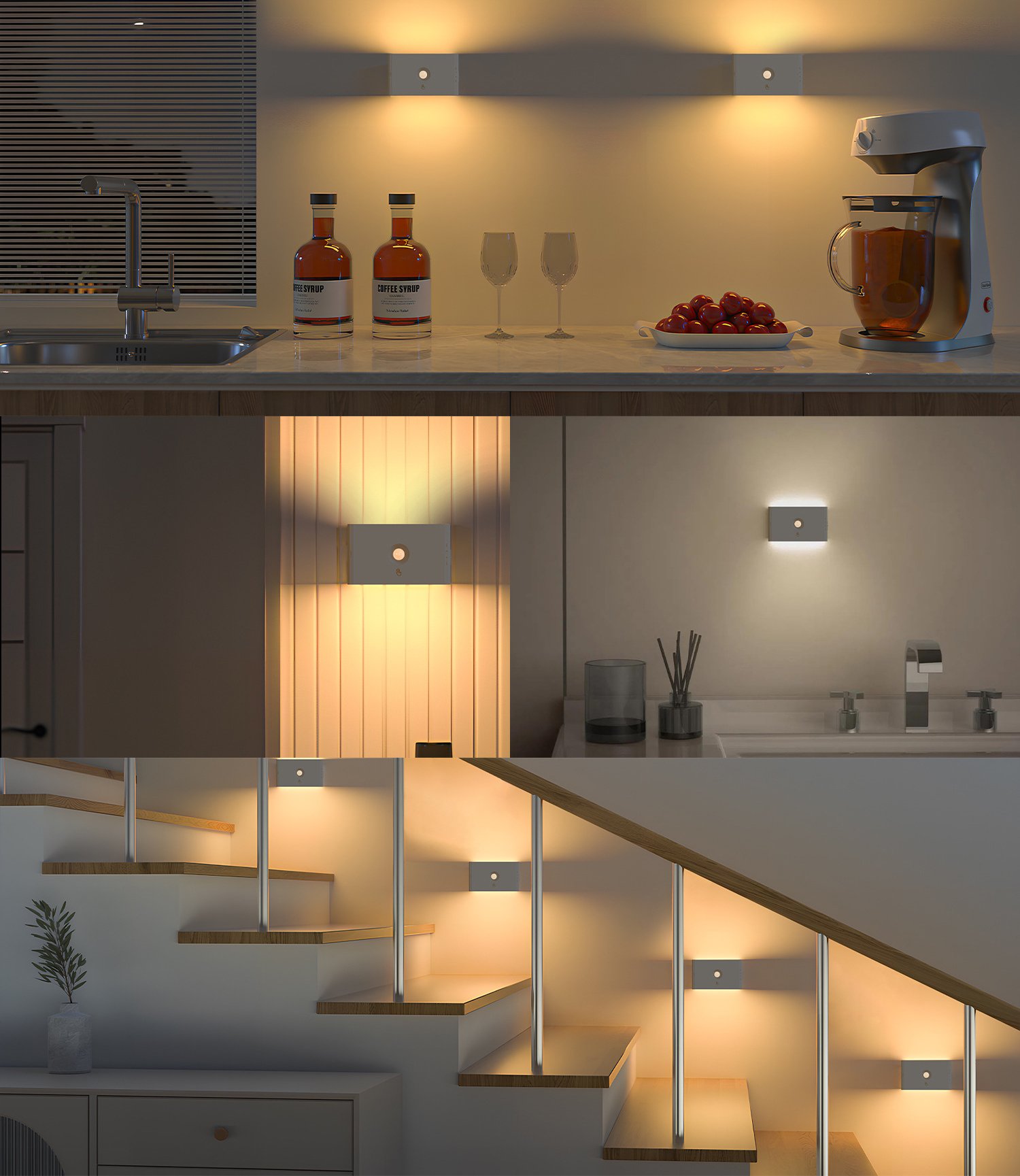 S109-Magnetic Rechargeable LED Sensor Wall Light | Vertical Up & Down Double-sided Lighting Night Lamp