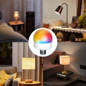 S073-Wireless Magnetic Rechargeable RGB LED Bulb | Remote Timer Dimmable Ambient Light, E26/E14 Base for Bedroom Wall Lamp