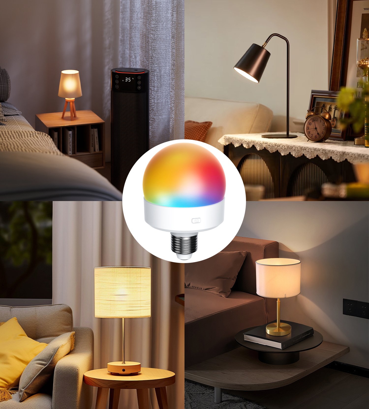 S073-Wireless Magnetic Rechargeable RGB LED Bulb | Remote Timer Dimmable Ambient Light, E26/E14 Base for Bedroom Wall Lamp