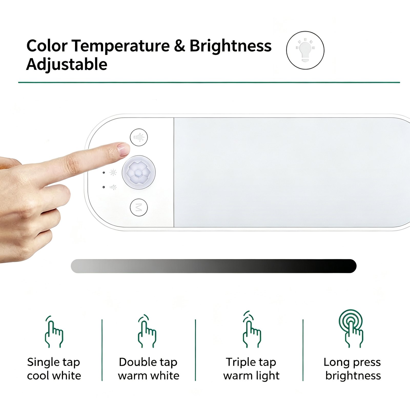 S014-Ultra-thin, Rounded-Corner, Rectangular Magnetic Motion Sensor Light | Three-Color Tape-C Rechargeable LED Cabinet Night Light - Image 7