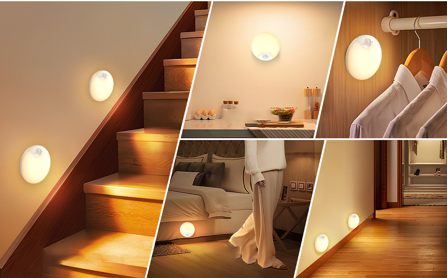 S055-Smooth Round LED Motion Sensor Night Light | Wireless Magnetic Rechargeable Cabinet Lamp