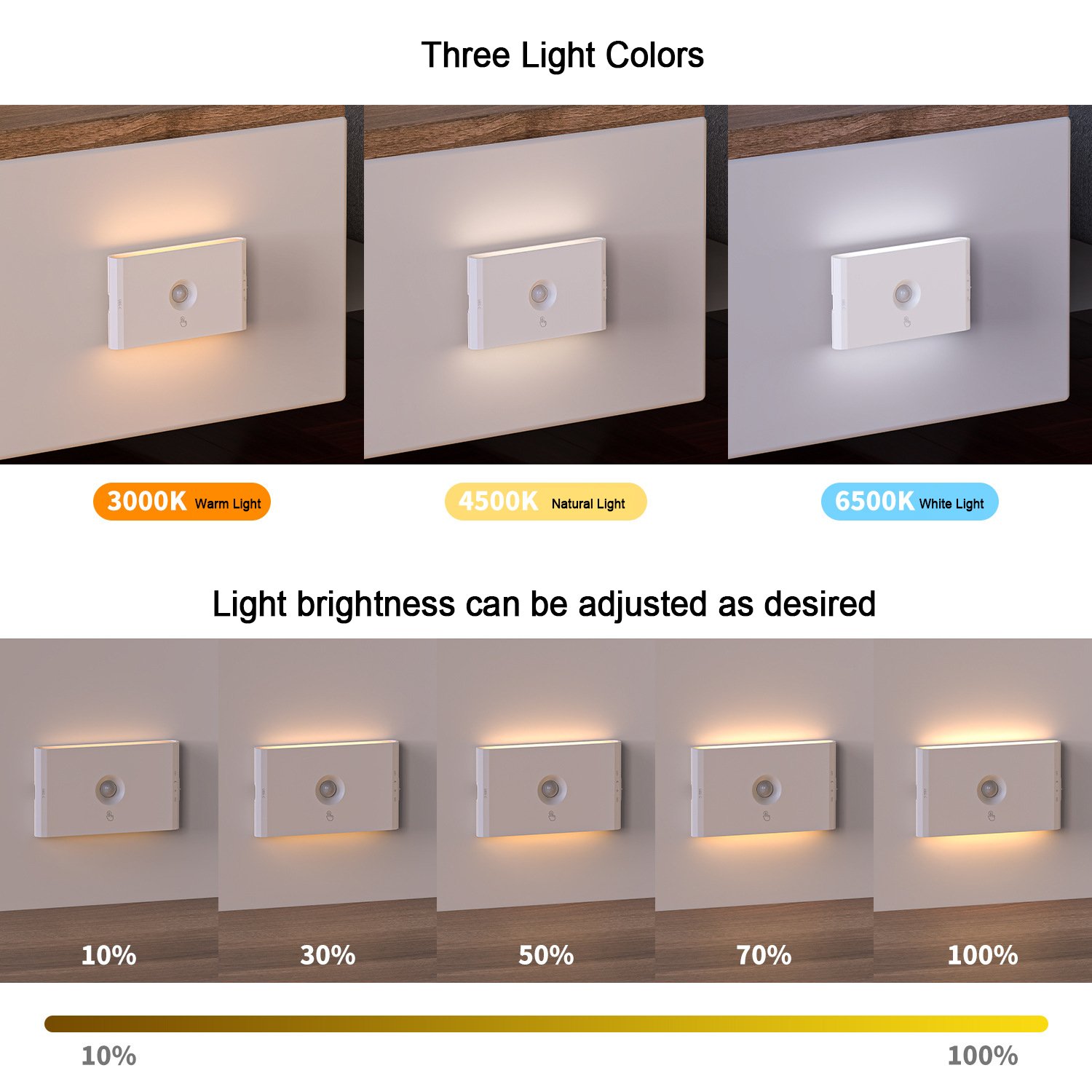S109-Magnetic Rechargeable LED Sensor Wall Light | Vertical Up & Down Double-sided Lighting Night Lamp - Image 2