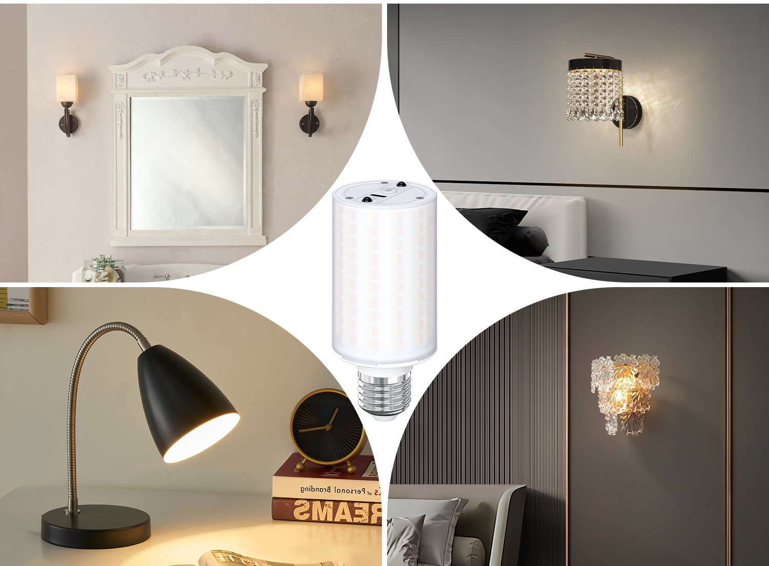 S110-Magnetic USB-C Rechargeable CW/RGBCW Corn Light, 360° All-Surface Ambient Lighting, Suitable for Wall Lamps and Table Lamps