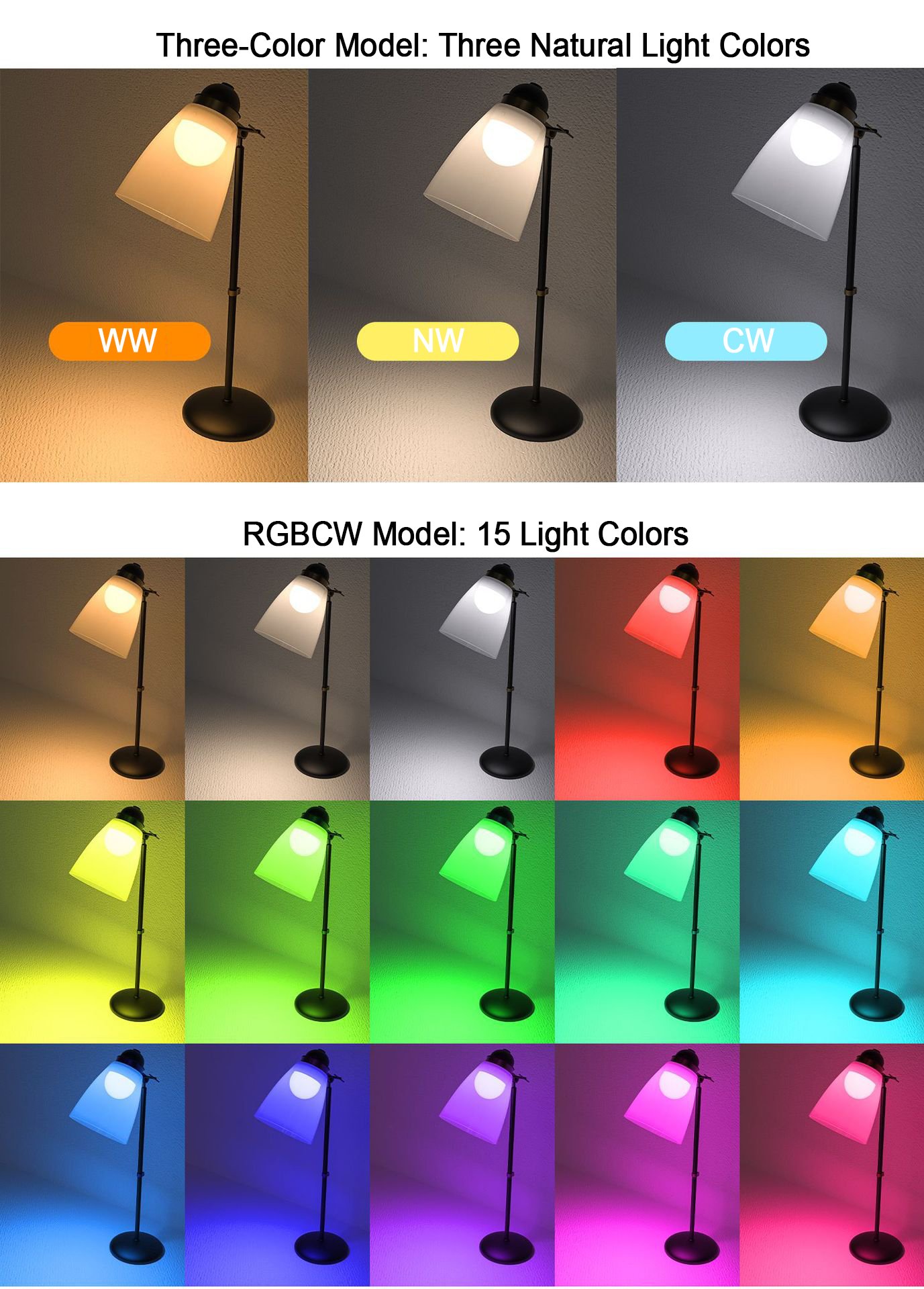 S073-Wireless Magnetic Rechargeable RGB LED Bulb | Remote Timer Dimmable Ambient Light, E26/E14 Base for Bedroom Wall Lamp - Image 3
