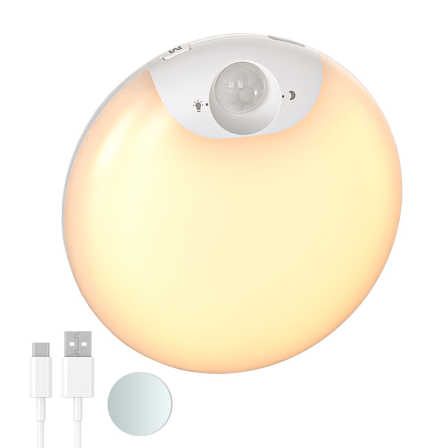 S055-Smooth Round LED Motion Sensor Night Light | Wireless Magnetic Rechargeable Cabinet Lamp - Image 4