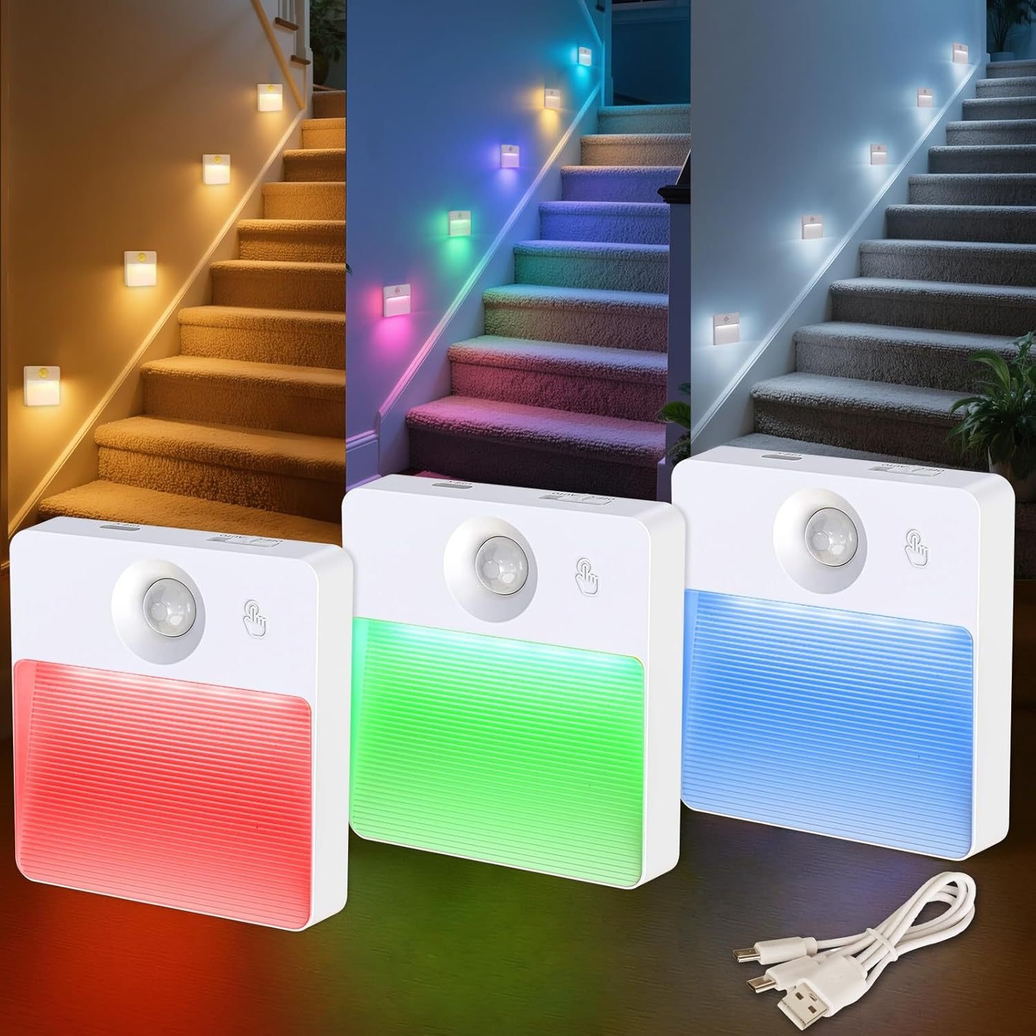S104CW/S104RGB/S105CW/S105RGB/-Wireless Magnetic Motion Sensor Light | Round & Square Shapes USB Rechargeable LED Night Lamp - Image 3