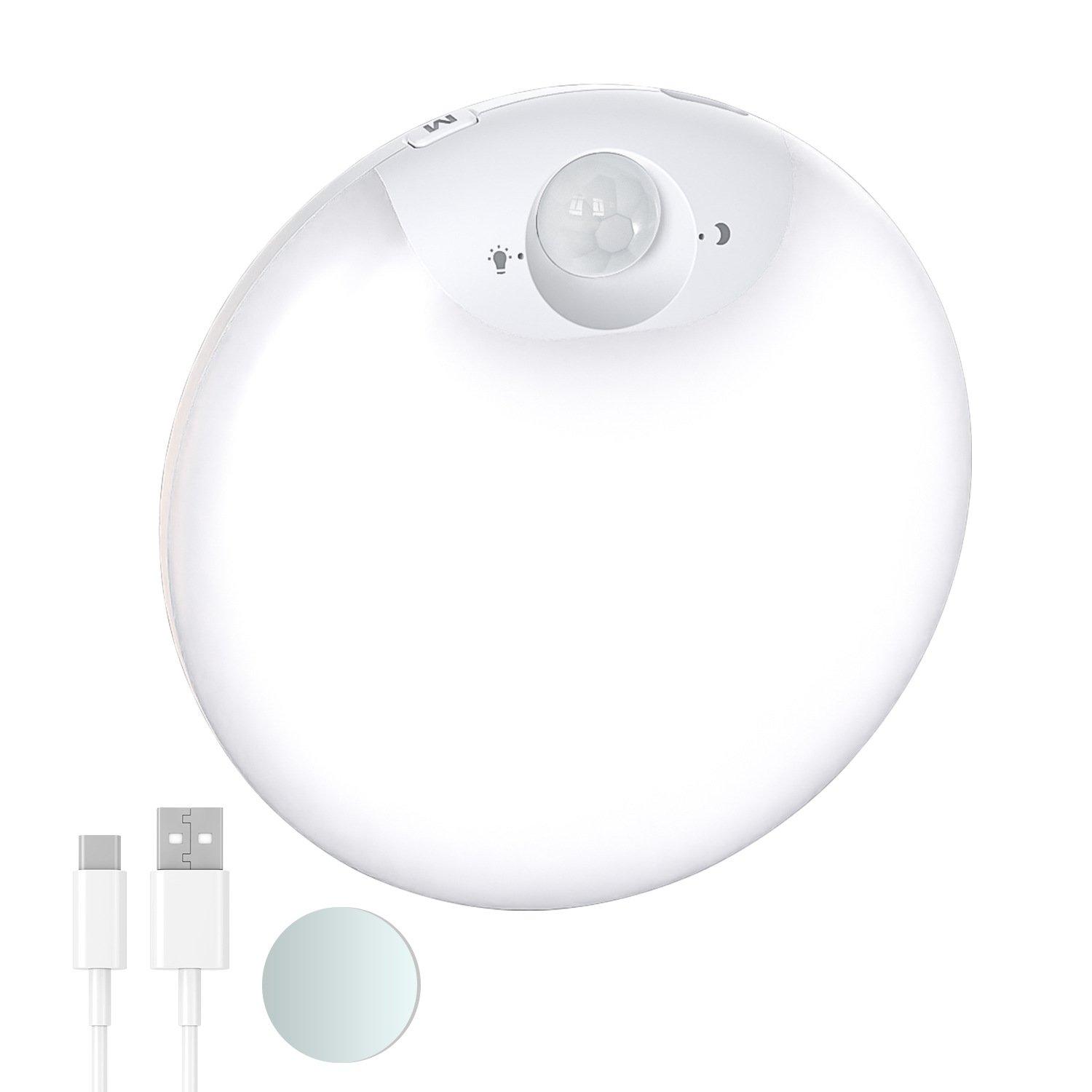 S055-Smooth Round LED Motion Sensor Night Light | Wireless Magnetic Rechargeable Cabinet Lamp - Image 3