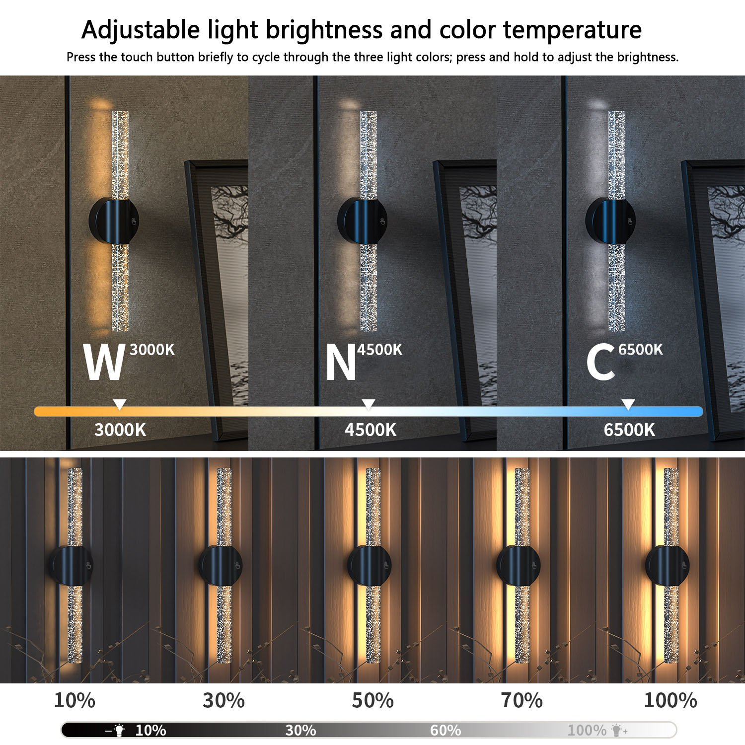 S078-Wireless Magnetic LED Acrylic Wall Sconce, Dimmable Rechargeable Ambient Lighting for Hotel Corridor, Stairwell & Bedroom Decor - Image 3