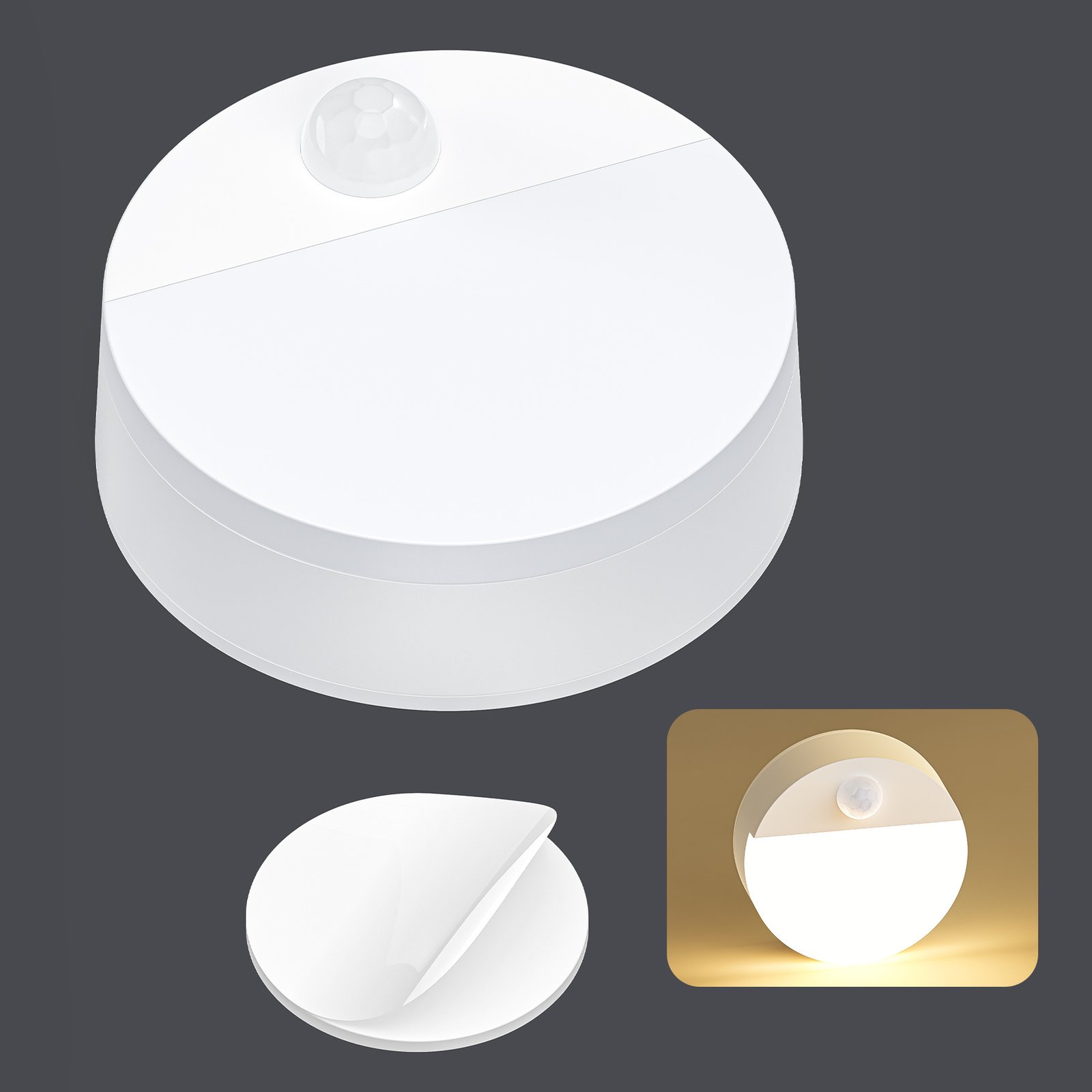 S031-Round Single Color LED Motion Sensor Night Light, AA Battery Powered Wireless Sensor Lamp for Bedroom, Toilet, Closet & Hallway - Image 11