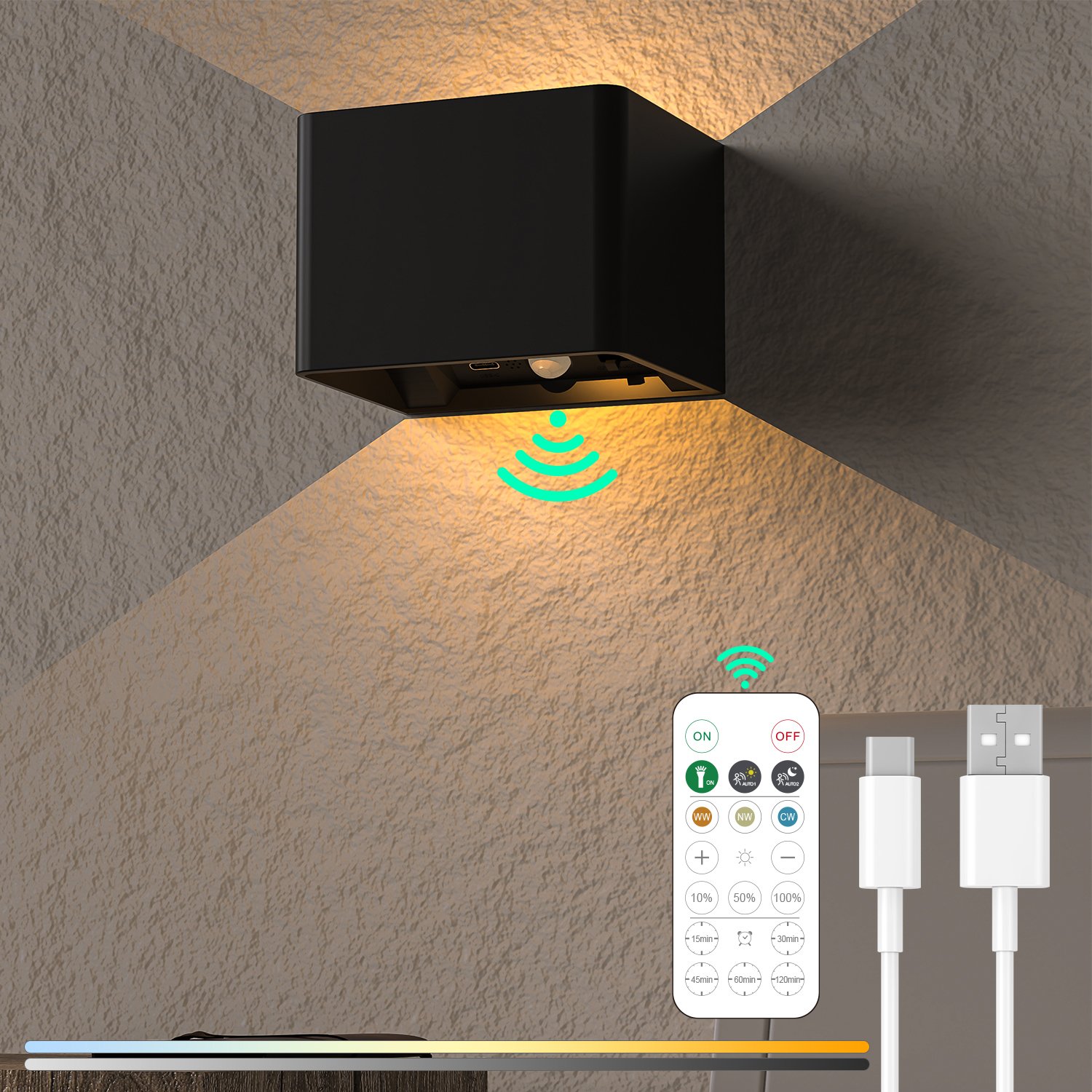 S093-Wireless Magnetic Motion Sensor Wall Light | Rechargeable LED Night Light for Hallway & Bedroom - Image 4