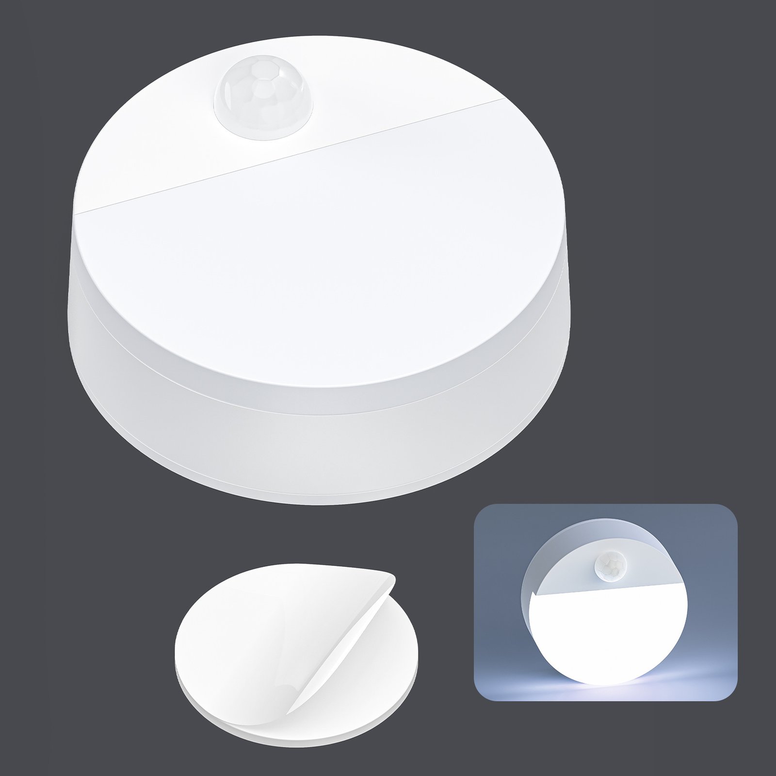 S031-Round Single Color LED Motion Sensor Night Light, AA Battery Powered Wireless Sensor Lamp for Bedroom, Toilet, Closet & Hallway - Image 10
