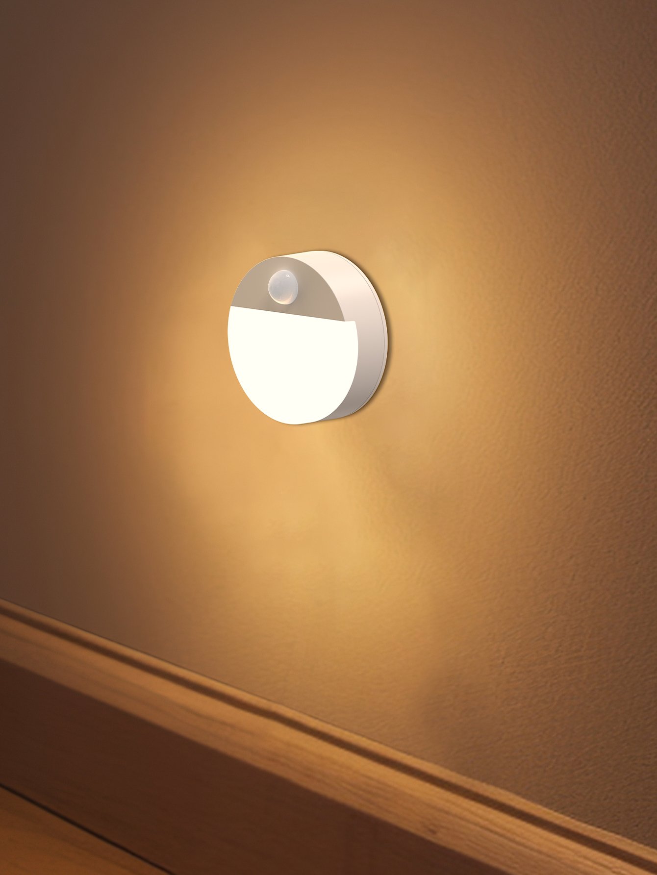 S031-Round Single Color LED Motion Sensor Night Light, AA Battery Powered Wireless Sensor Lamp for Bedroom, Toilet, Closet & Hallway - Image 4