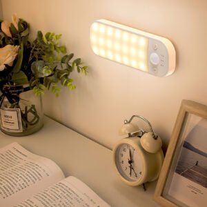 S014-Ultra-thin, Rounded-Corner, Rectangular Magnetic Motion Sensor Light | Three-Color Tape-C Rechargeable LED Cabinet Night Light